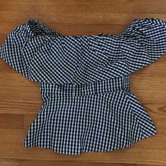 Boston Proper Gingham Blue Blouse - Size 12 - Picture 1 of 3